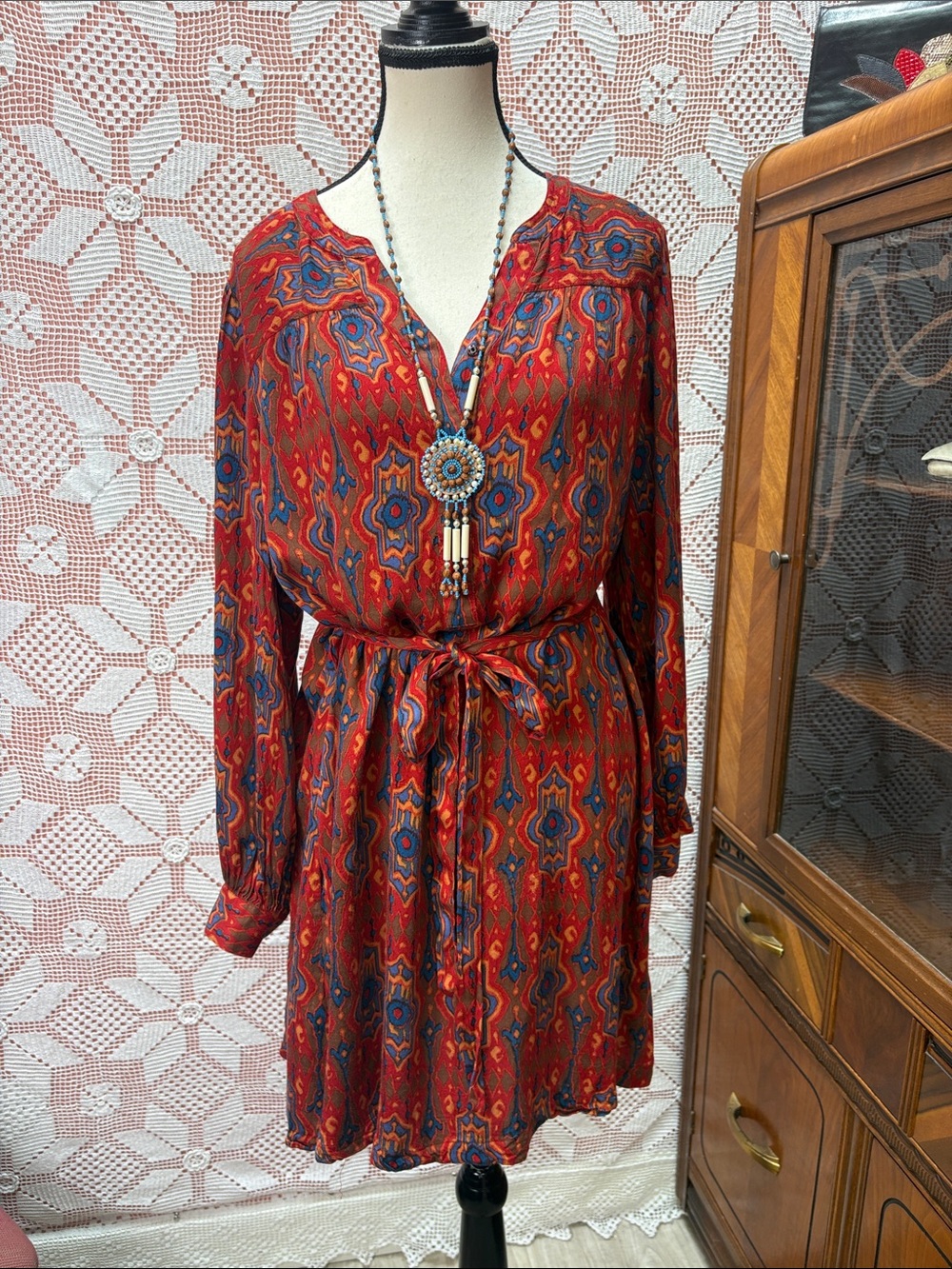 Tiny Southwestern Rayon Mini Dress